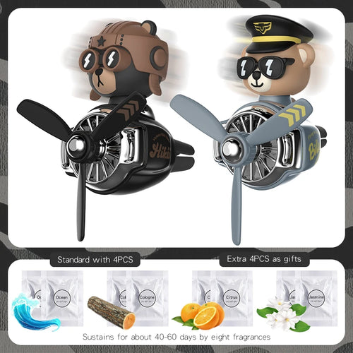 Rotating airplane pilot bear car air fresheners accessories interior