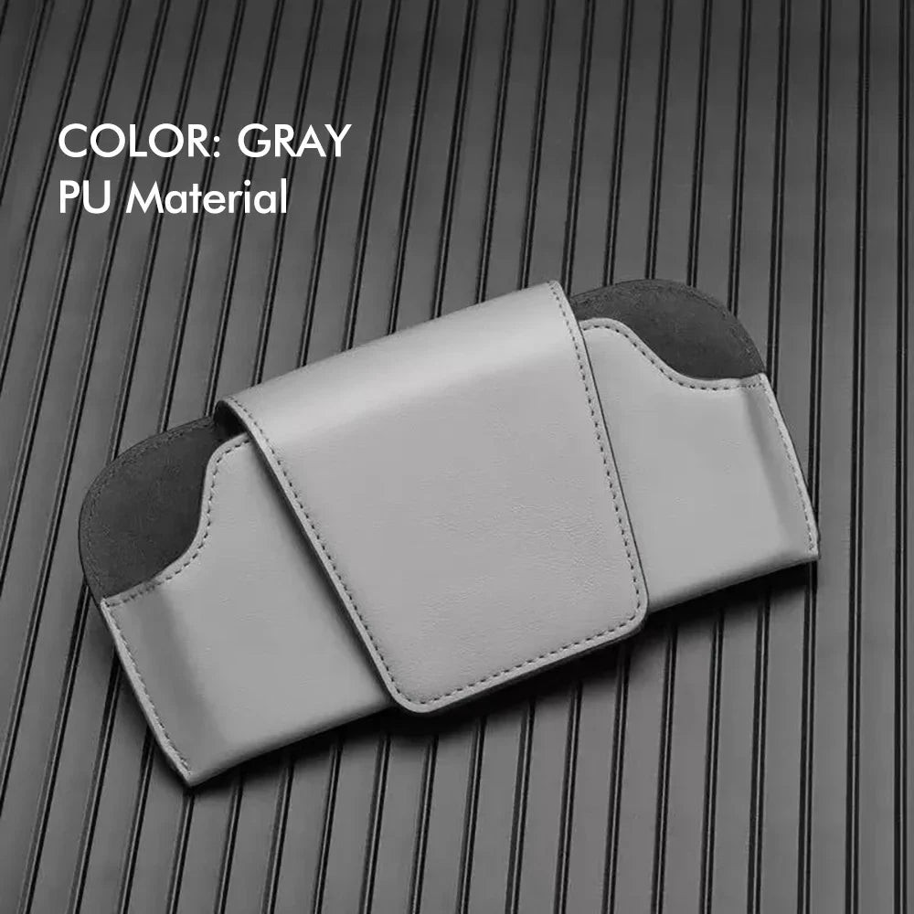 Car Sun Visor Glasses Holder Premium Leather Sunglasses Case Clip Organizer Auto Eyeglasses Storage Box Garage Hand Tools