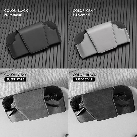 Car Sun Visor Glasses Holder Premium Leather Sunglasses Case Clip Organizer Auto Eyeglasses Storage Box  Garage Hand Tools